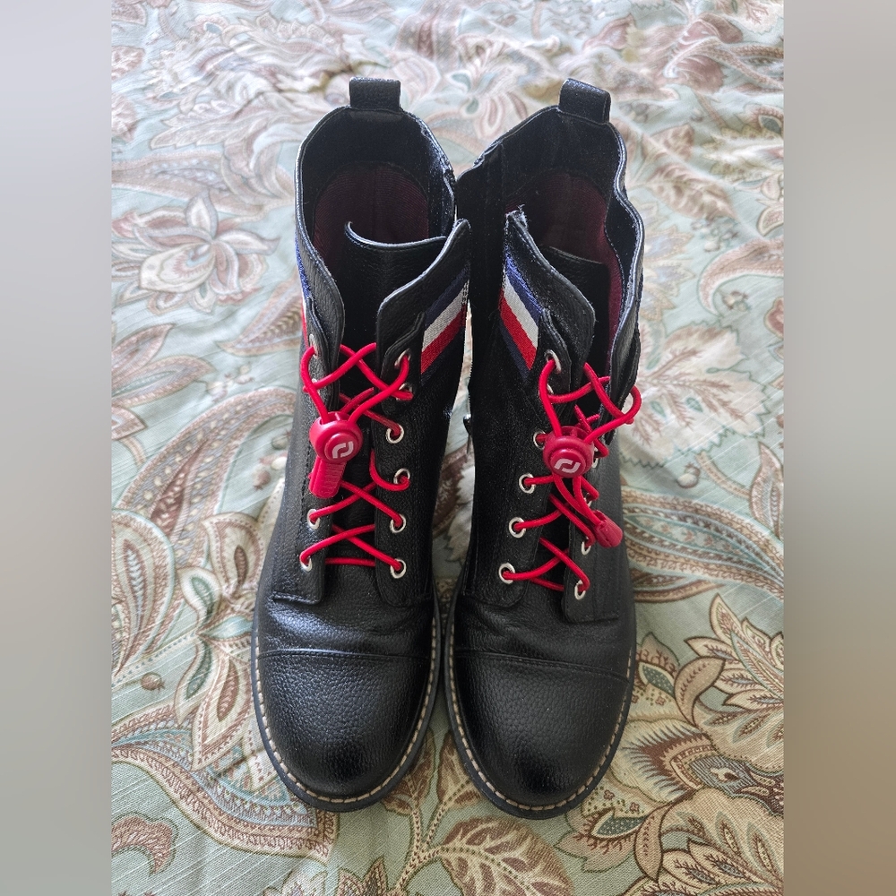 Tommy Hilfiger Black Boots with Red Laces